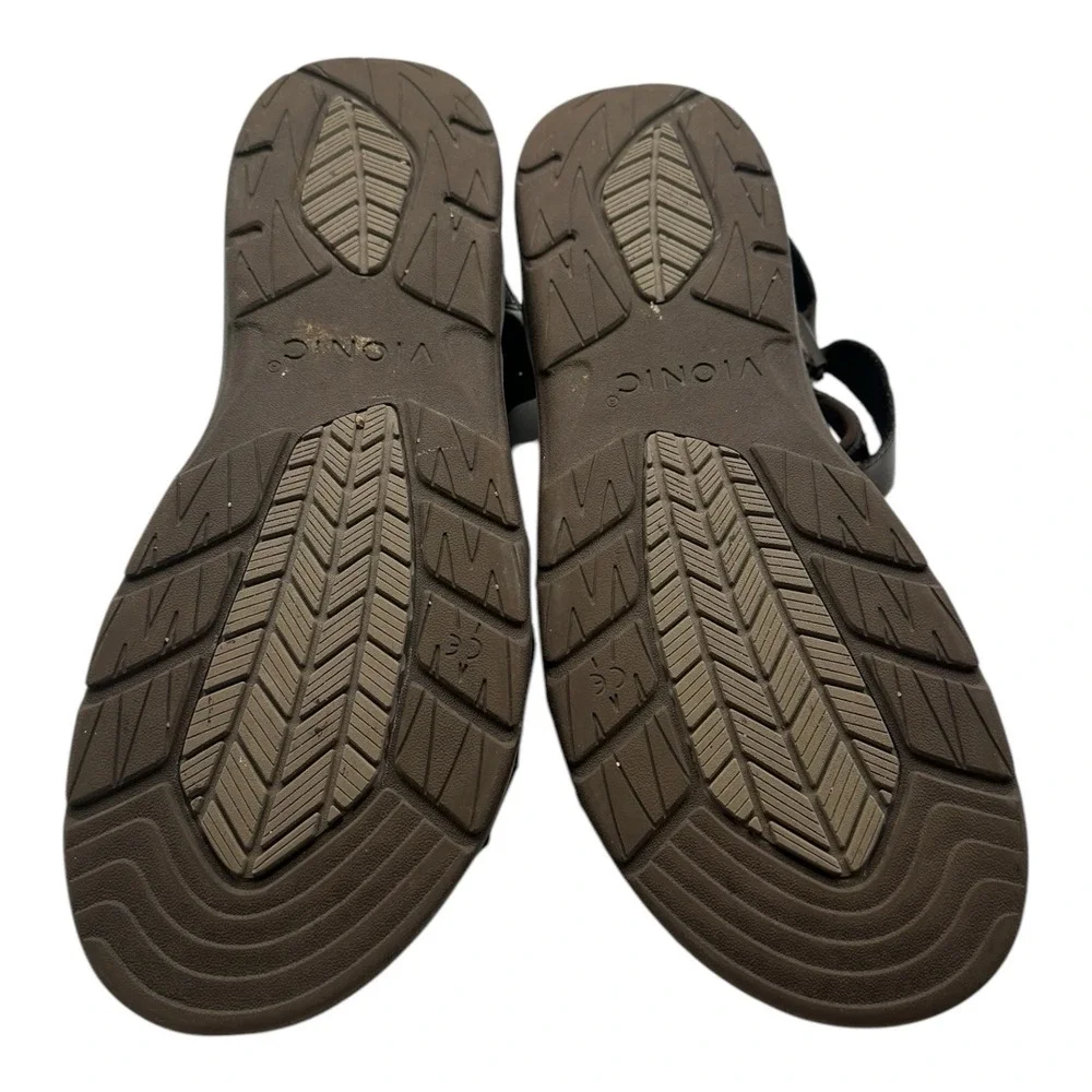Vionic Canoe Leo Sandals Mens Size 13‎ Brown Leather Adjustable Backstrap
